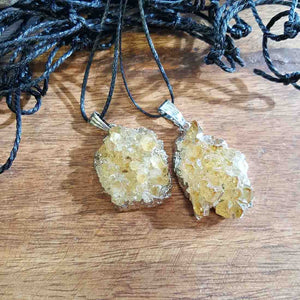Citrine Cluster Pendant set in silver metal (assorted)