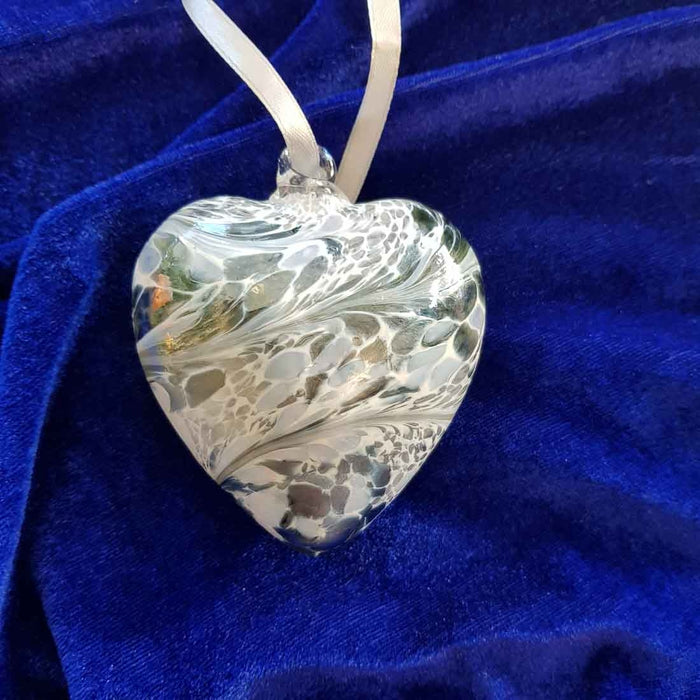 Pastel Silver Hand Crafted Friendship Heart (glass. approx. 8cm)