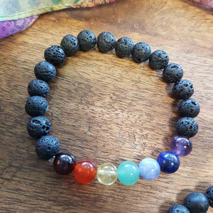 Lava Bracelet with Chakra Beads (assorted)