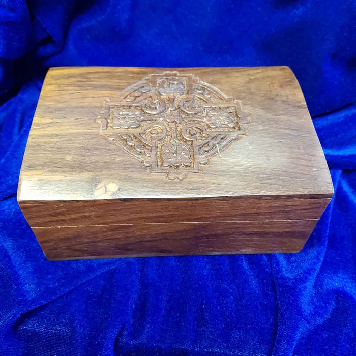 Carved Cross Wooden Box