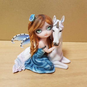 Cute Fairy and her Unicorn (approx. 11x12x9cm)