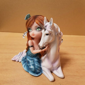 Cute Fairy and her Unicorn (approx. 11x12x9cm)