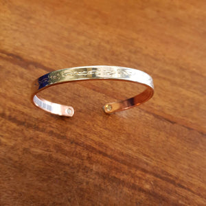 Sterling Silver on Copper Engraved Bracelet with Magnets (4mm) NZ made