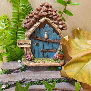 Fairy Door with Pot Plant (11cm) C
