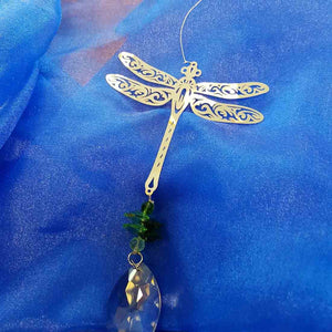 Dragonfly Metal & Crystal Hanging Prism