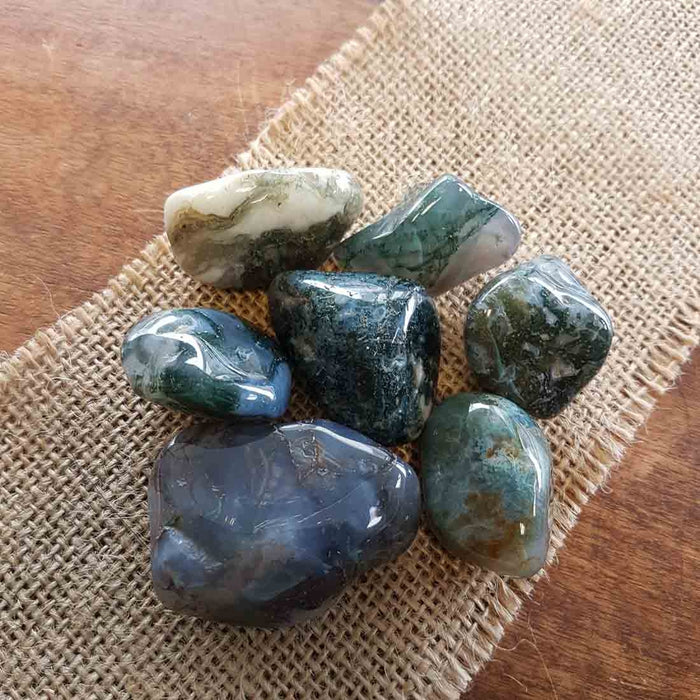 Moss Agate Tumble. (assorted)