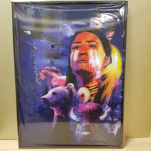 4D Native American with Animals Picture (29x39cm)