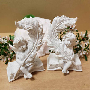 Cherub Angel with Book & Quill (2 assorted) (9x6x4.5)
