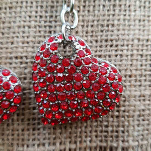 Red Diamante Heart Keyring