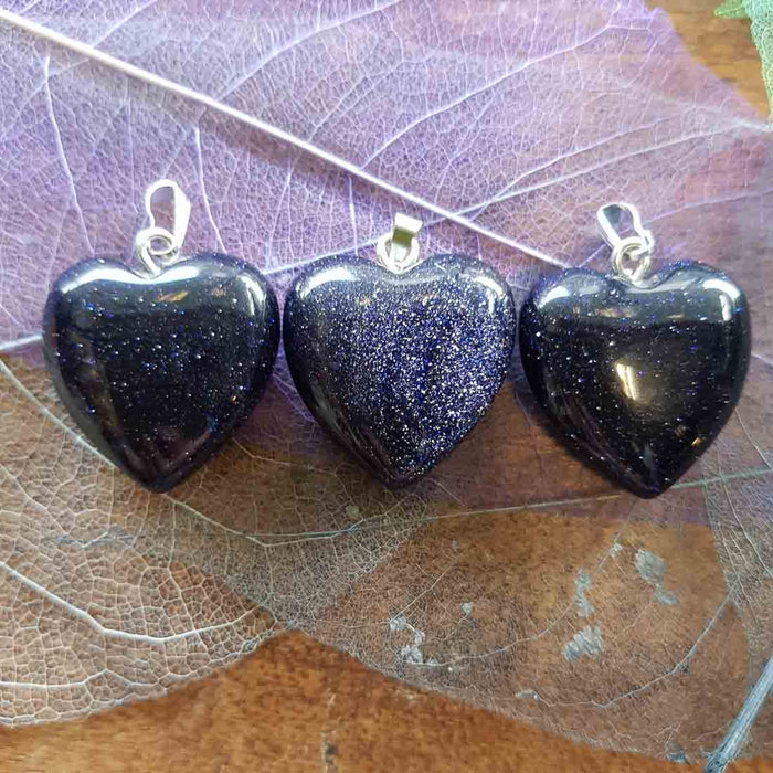 Blue Sandstone Heart Pendant (man made. approx. 2.5cm. assorted. sterling silver bale)