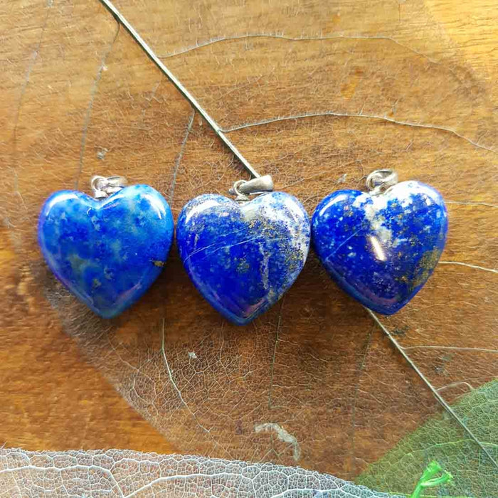 Lapis Heart Pendant (silver plate) 20mm