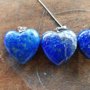 Lapis Heart Pendant (silver plate) 20mm