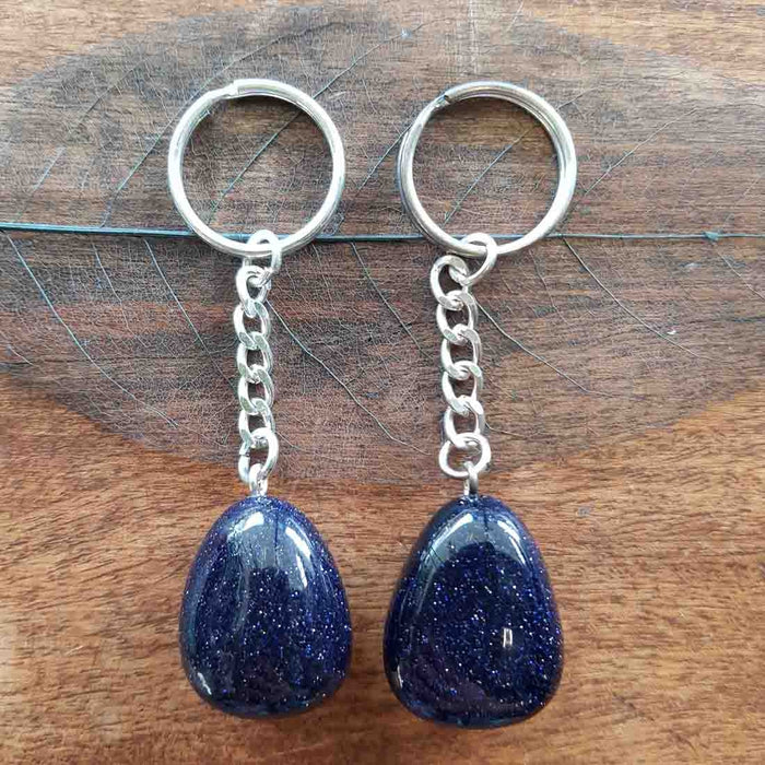 Blue Sandstone Tumble Keyring (man made & assorted)