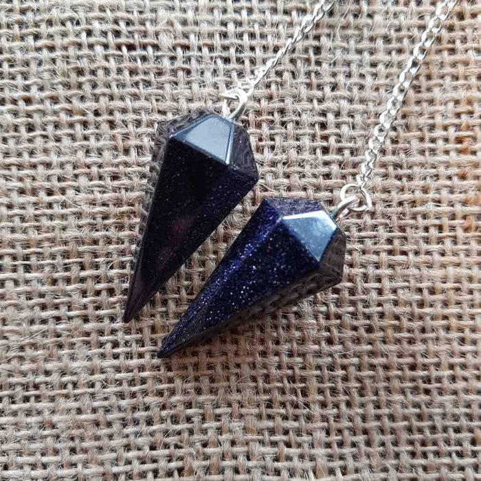 Blue Sandstone Faceted Point Pendulum (assorted & man made)