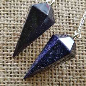 Blue Sandstone Faceted Point Pendulum (assorted & man made)