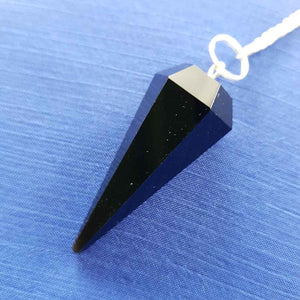 Black Obsidian Faceted Pendulum
