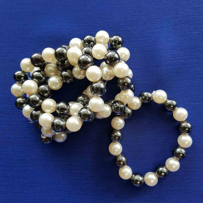 Hematite & Glass Pearl Bracelet