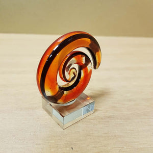 Red & Black Glass Koru Spiral (approx. 5.5cm)