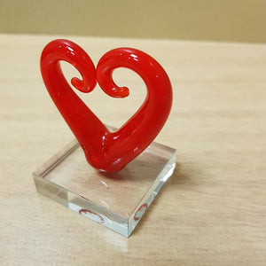 Red Glass Koru Heart (approx. 5.5x5cm)