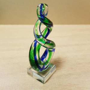 Blue & Green Glass Triple Twist Eternity Symbol (approx. 7.5cm)