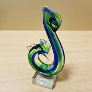 Blue & Green Glass Matau (Fish Hook approx. 8.5cm)