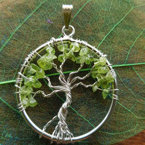 Peridot Tree of Life Pendant (silver metal)