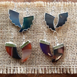 Dyed Agate Earrings (silver plate) assorted