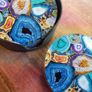 Agate Mix Coaster Set (6) These are Glass