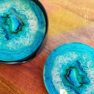 Dyed Agate Coaster Set (6) These are Glass