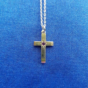 Cross & Chain with Amethyst inset (sterling silver)