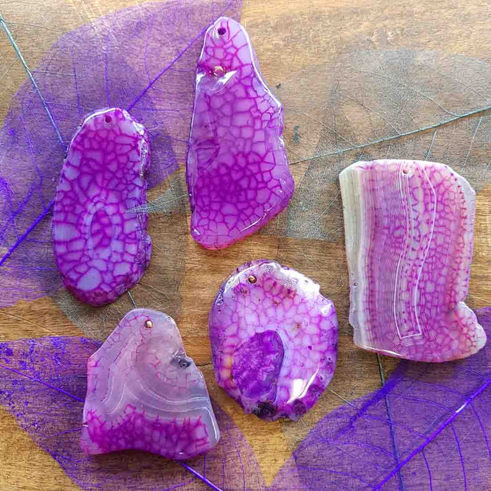 Dyed Agate Slab Pendant. (assorted)