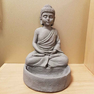 Grey Sitting Buddha (polyresin 32x32x21cm)