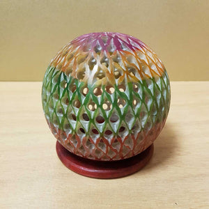 Colourful Lattice Ball Soapstone Incense Holder (8cm)