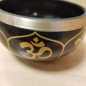 Black Brass Singing Bowl with Om Symbol (11cm)