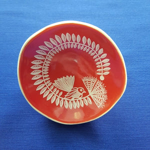Red Fantail & Pohutakawa Dish (7cm) Jo Luping Design