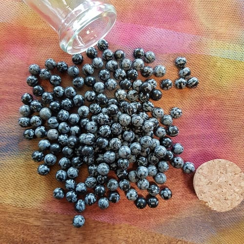 Snowflake Obsidian Bead (assorted. round. approx. 8mm)