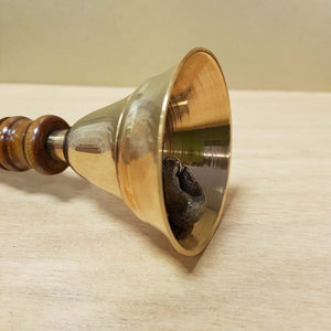 Brass Temple Bell with Wooden Handle (approx. 14cm)