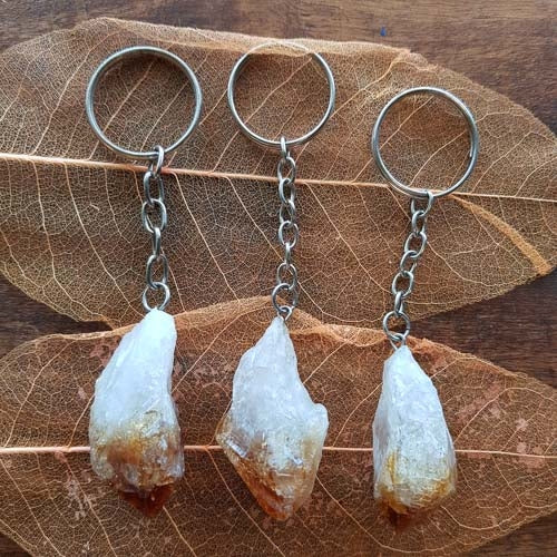 Citrine Rough Point Keyring (assorted & heat treated)