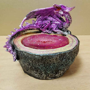 Purple Dragon on LED Geode (approx. 13x12x10cm)