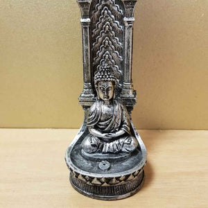 Silver look Buddha Incense Holder (approx. 27x7x7cm)