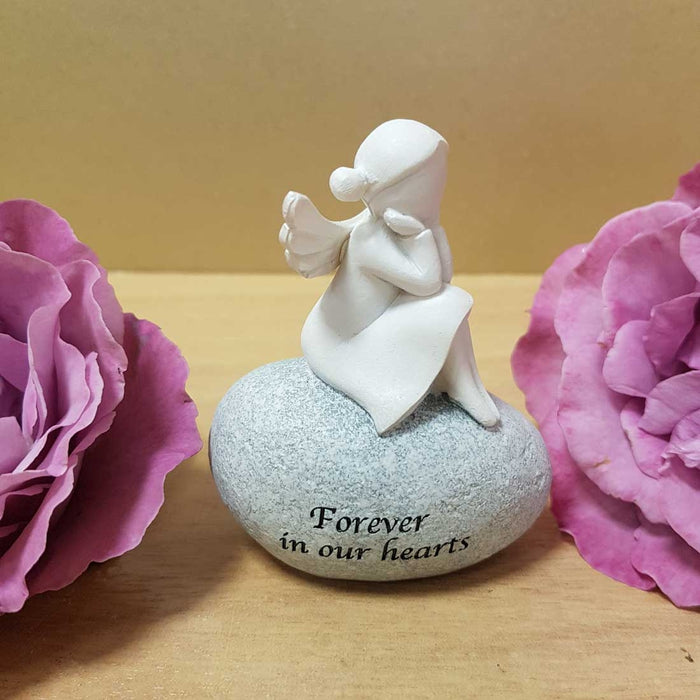 Forever in Our Hearts Angel on Stone (approx 8x7x4cm)