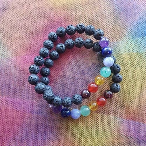 Lava Bracelet with Chakra Beads (assorted)