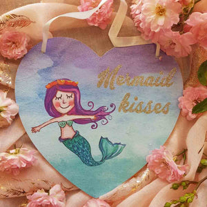 Mermaid Kisses Heart Plaque (3 assorted approx 12x9cm)