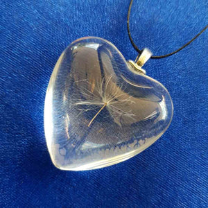Dandelion Fairy in Glass Heart Wishing Pendant