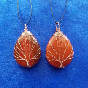 Carnelian Tree of Life Wired Pendant (Copper Look)