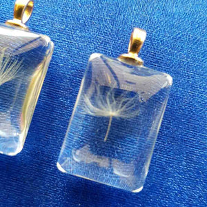 Dandelion Fairy in Rectangular Glass Wishing Pendant (assorted)