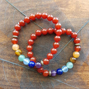 Carnelian Bracelet with Chakra Beads