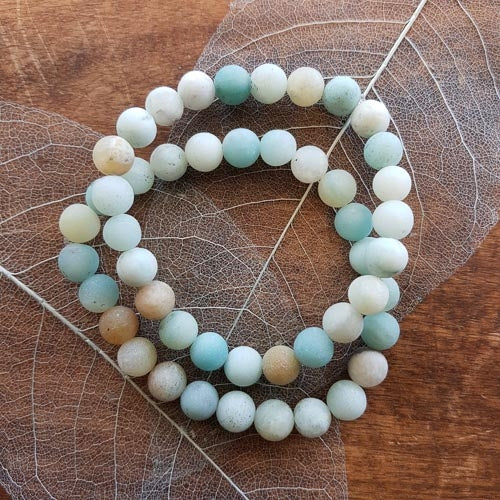 Amazonite Bracelet (frosted. assorted. approx. 8mm round beads)