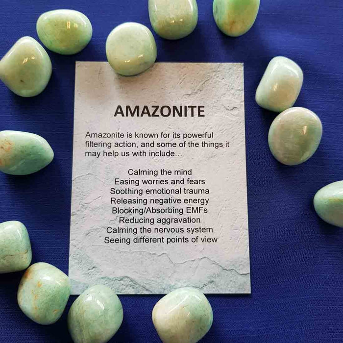Amazonite Crystal Card (assorted backgrounds) stones not included