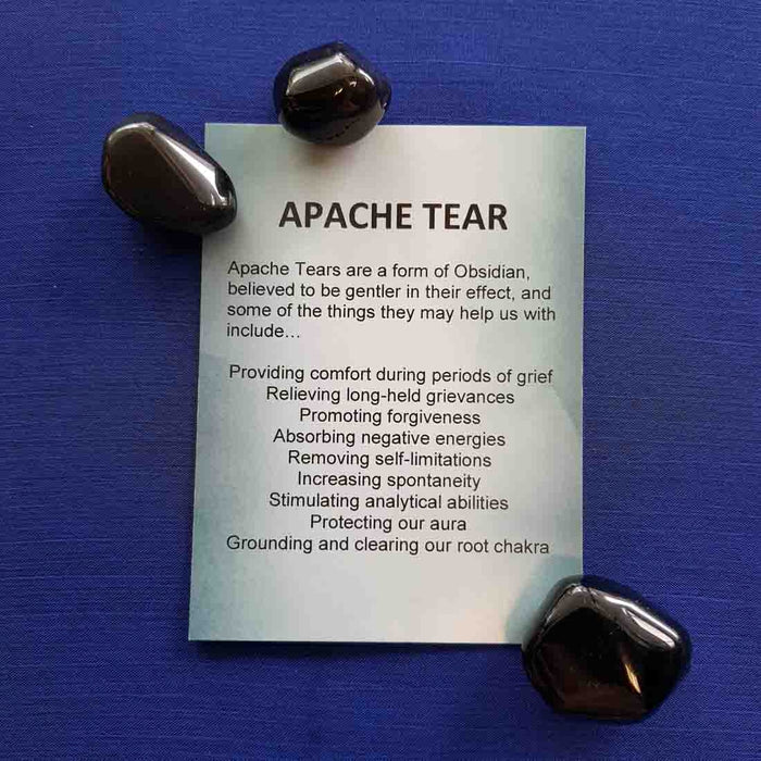 Apache Tear Crystal Card (assorted backgrounds) stones not included